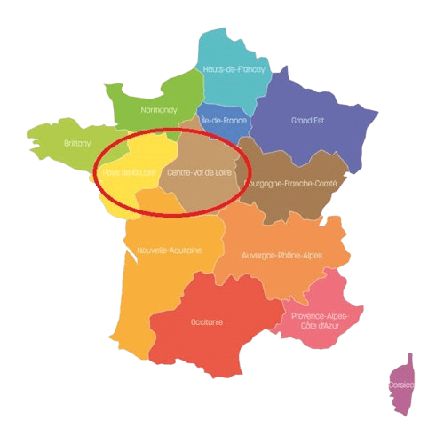 Mapa regiones Castillos del Loira. Prepara tu viaje a los castillos del Loira.