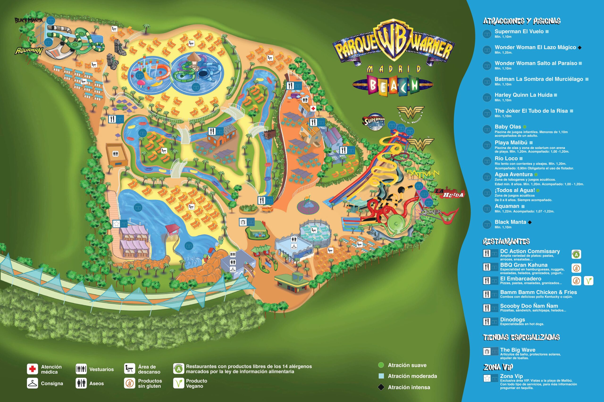 Mapa Parque Warner Beach Madrid 