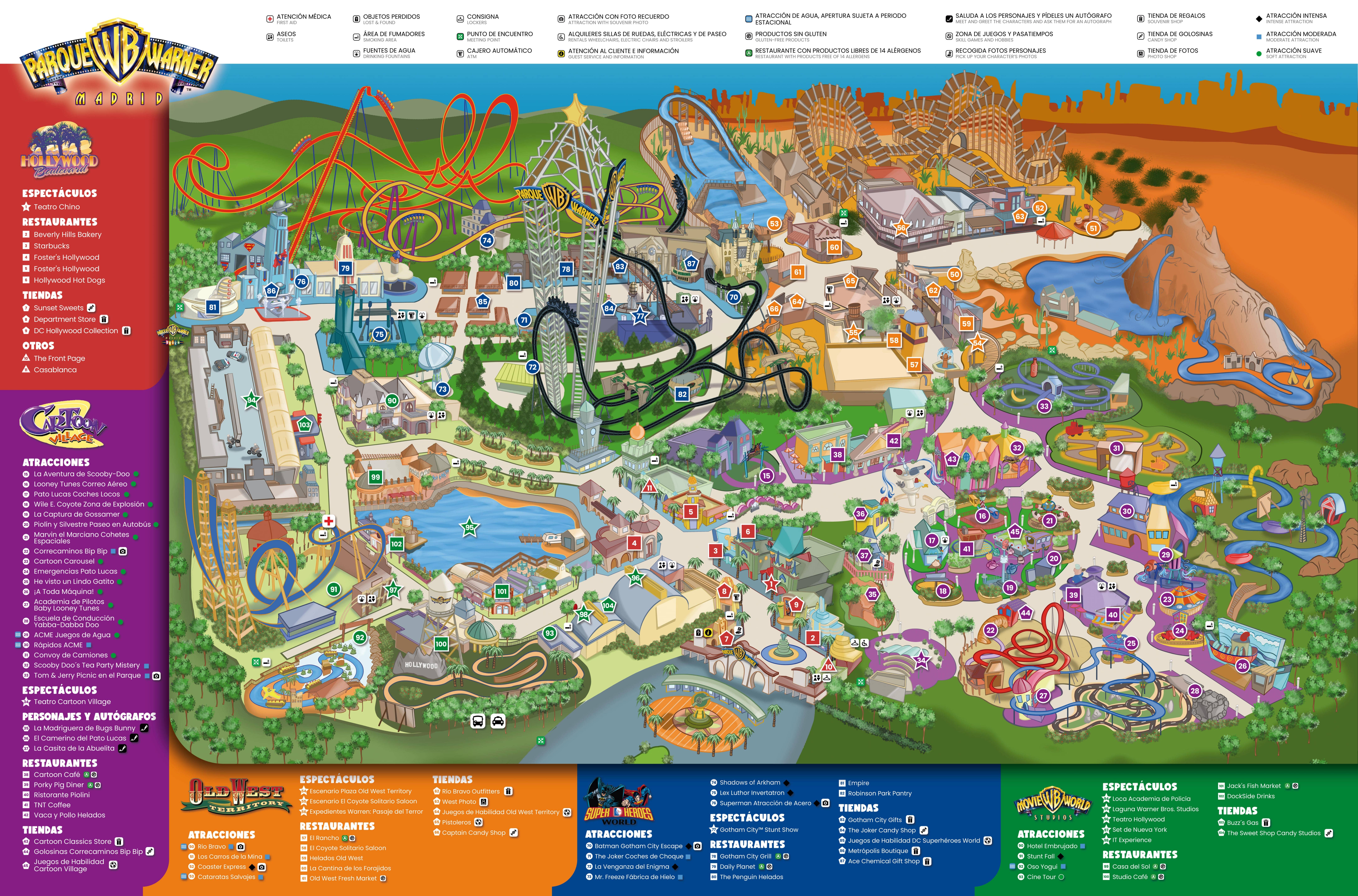 Mapa Parque Warner Madrid
