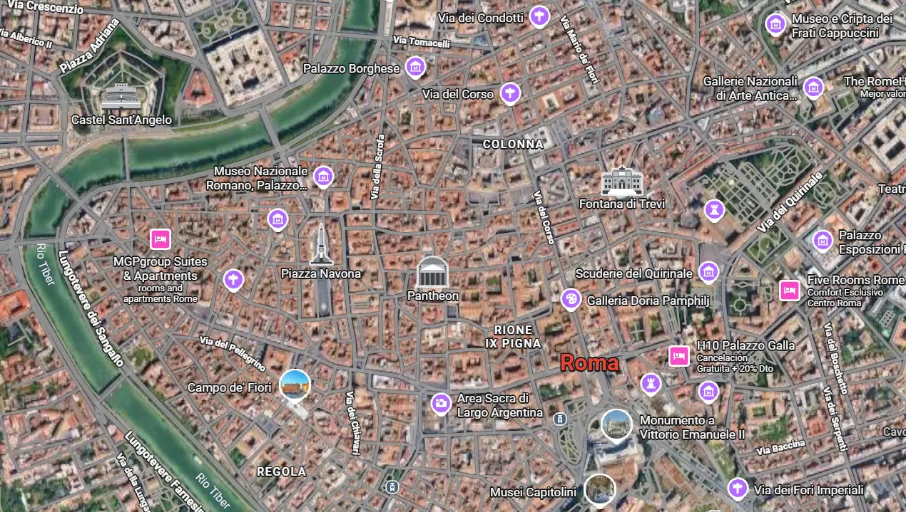 mapa panteon roma