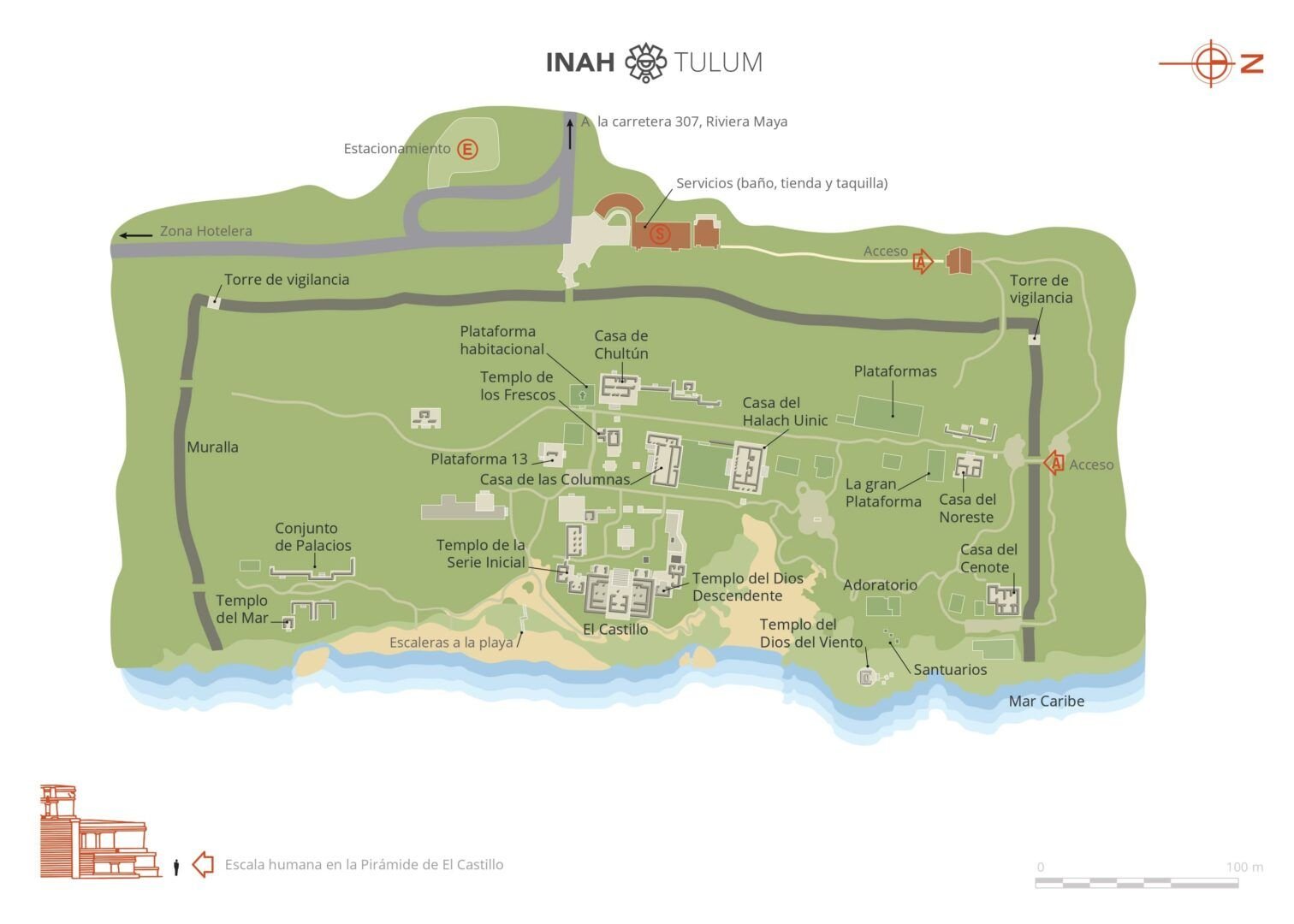 mapa zona arqueologica tulum