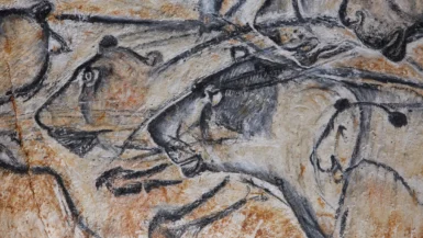 Panneau des lions detail© Patrick Aventurier Grotte Chauvet 2 Ardeche